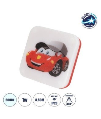 GloboStar® KIDDO 202-0006 Παιδικό Φωτιστικό Νυκτός LED 1W 95lm 120° AC220-240V IP20 Ψυχρό Λευκό 6000K -Μ5.5 x Π5.5 x Υ8cm - 2 Χρόνια Εγγύηση